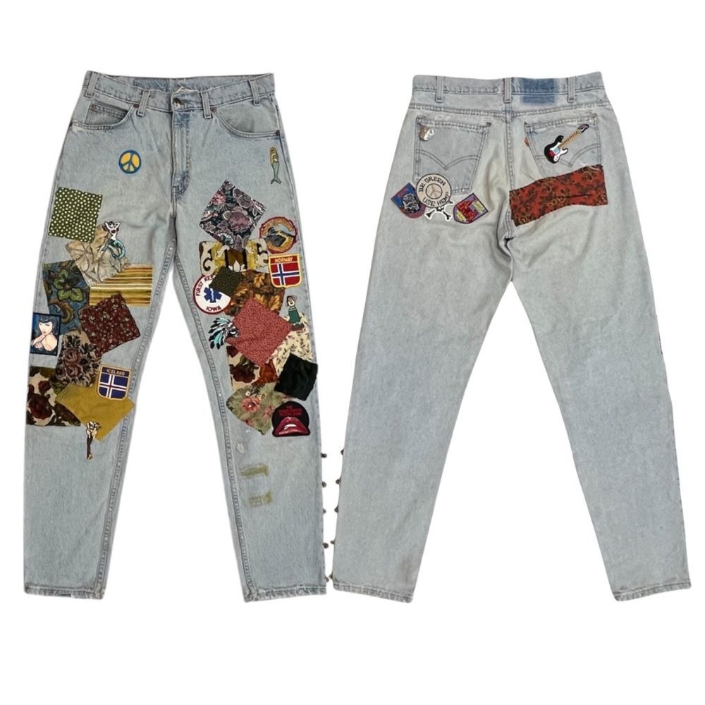 Vintage 90s Levi’s Orange Tab Patchwork Traveling Pants Size 32x34 - Picture 16 of 16